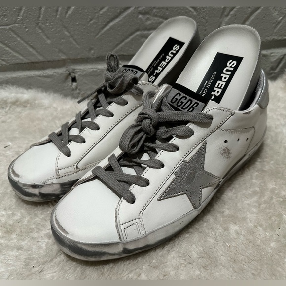 New Golden Goose Super Star White/Silver/Ice Star Sneakers Size 37 - Picture 2 of 10